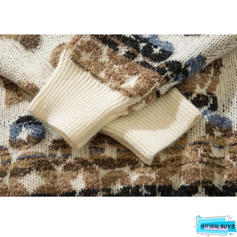 Color-block Dragon Pattern Jacquard Pullover