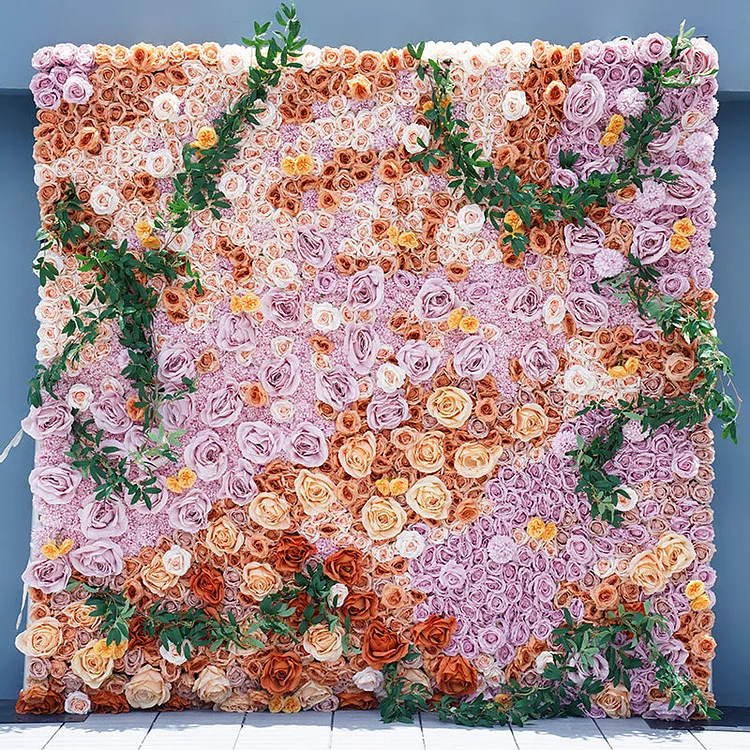 A7804 Green Leaf Wedding Backdrop Decor Cloth Rolling Up Flower Wall