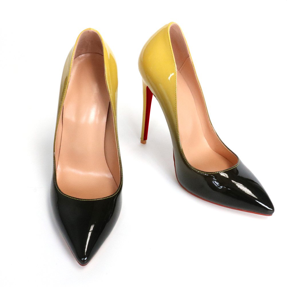 120mm Women's Wedding Partre Red Bottom Gradient High Heels Fashion Pumps Patent Shoes-MERUMOTE