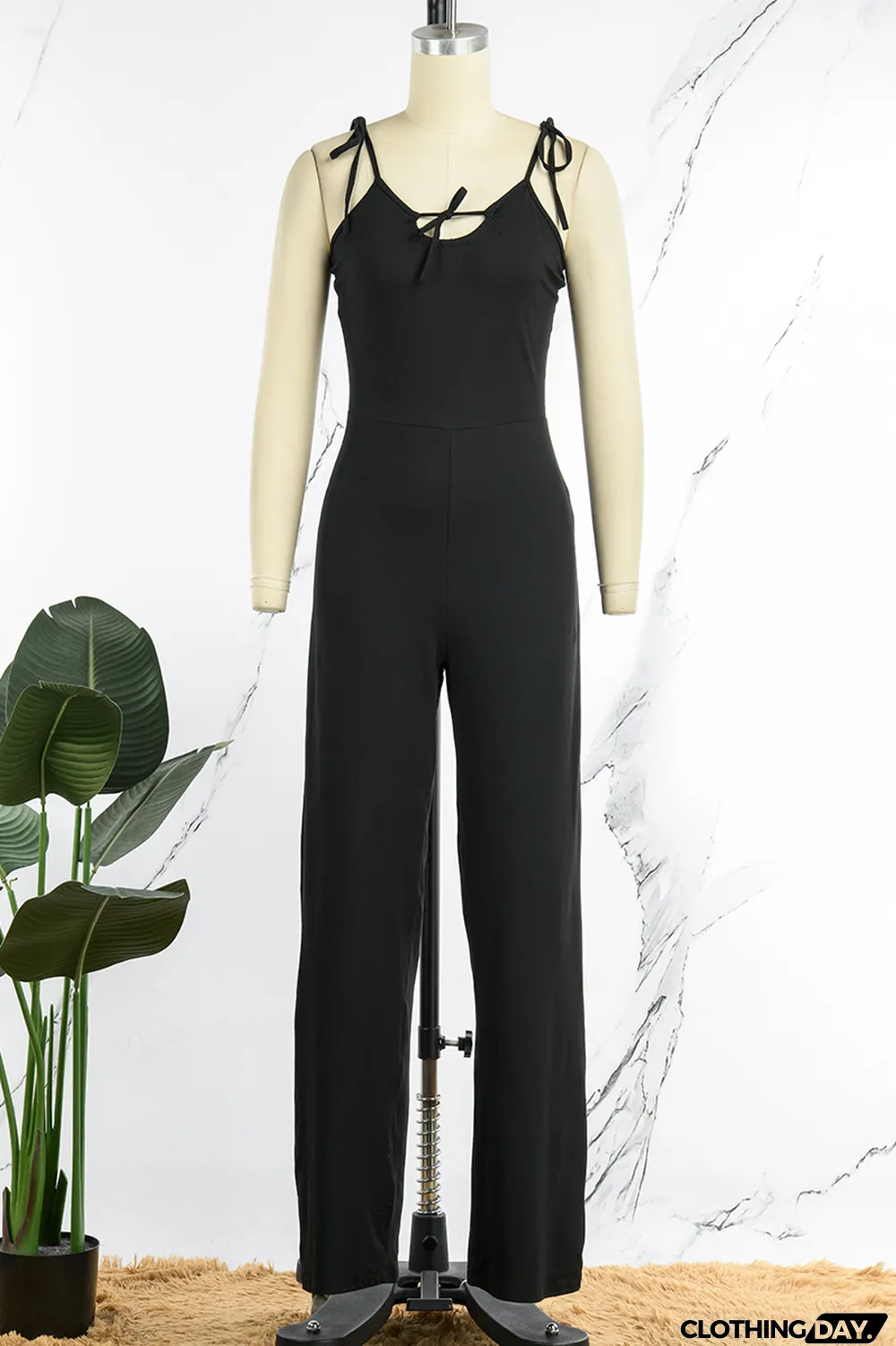 Blue Sexy Casual Solid Bandage Backless Spaghetti Strap Regular Jumpsuits