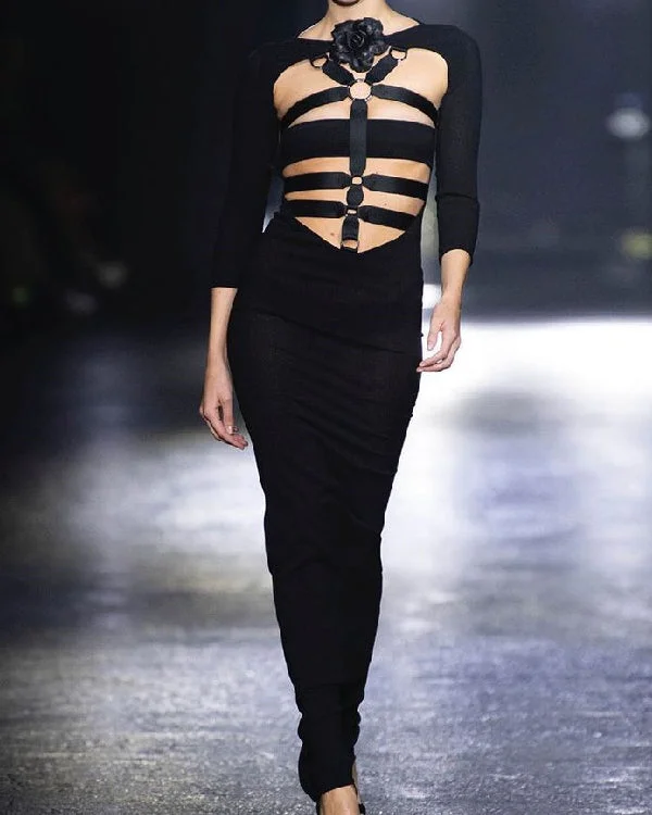 Gothic Sexy Vintage Tie-Up Slim Dress