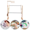 (US Local)Wooden Cross Stitch Frame Height Adjustable Embroidery Floor Stand Rack (S)