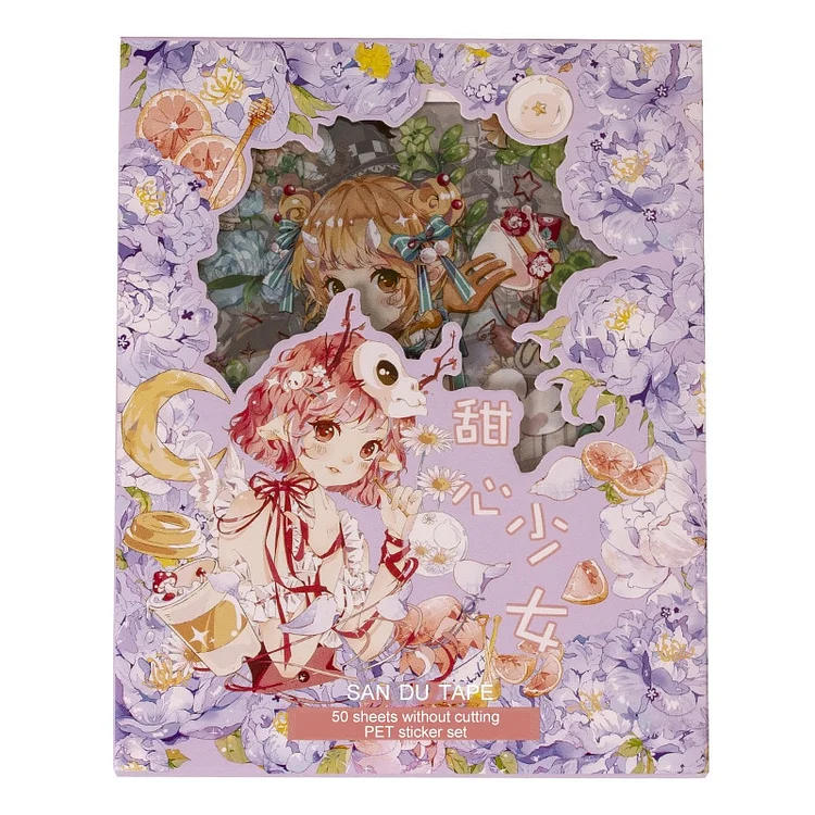 JOURNALSAY 50 Pcs Cute Girl Cartoon PET Waterproof Sticker DIY Journal Decoration Material Scrapbooking