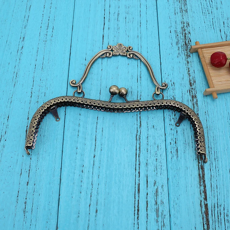 20.5cm Purse Frame Clutch Bag Clasp with Handle DIY Accessories(Bronze)