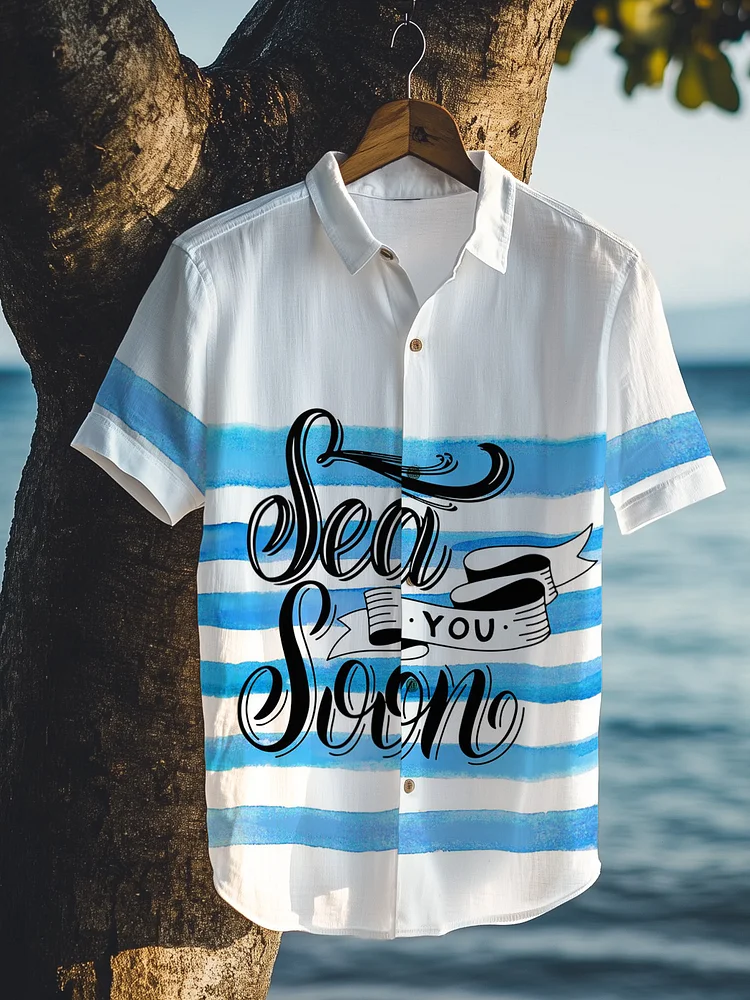 Men's Sea You Soon Print Vacation Shirt