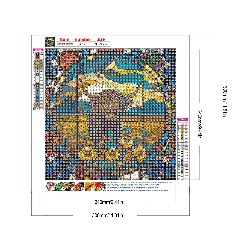 Diamond Painting - Full Round Drill - Stained Glass Yak(30*30cm)