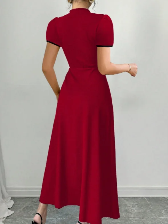 Nigikala Nigikala Elegant Bubbles, Ramming Color, Button-Sleeved Dress