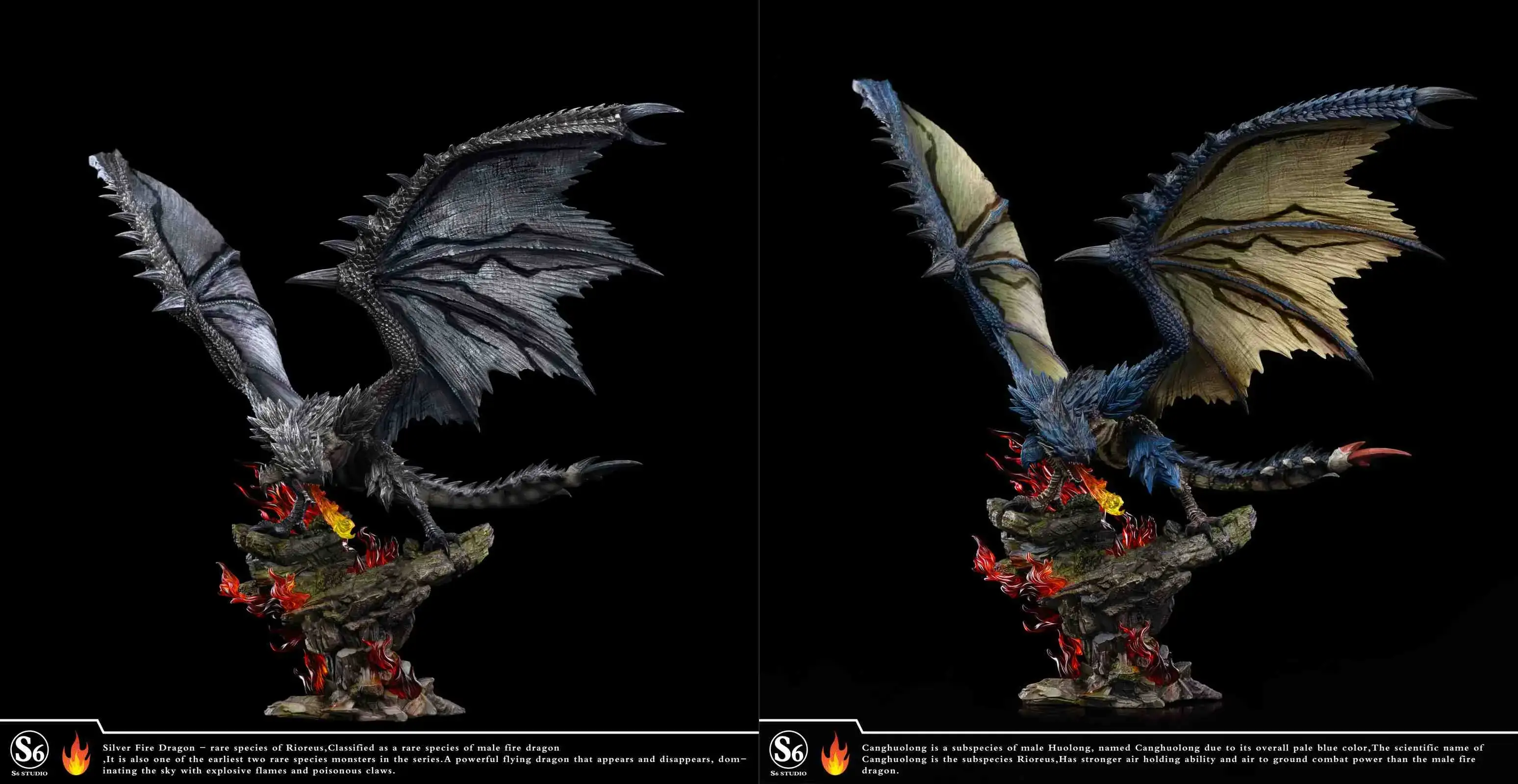 Silver Rathalos & Azure Rathalos - MONSTER HUNTER WORLD Resin Statue ...
