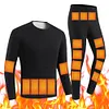 30 Areas USB Electric Heated Underwear Long Johns Heating Jacket (Black XL)