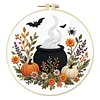 Embroidery Starter Kit with Pattern Halloween Witch Hat Magic Cauldron 2Pcs tapestrymarket