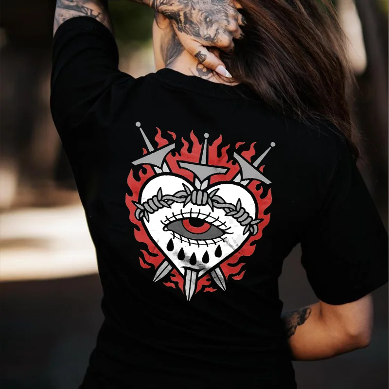 Heart Sword Printed Women's T-shirt -  