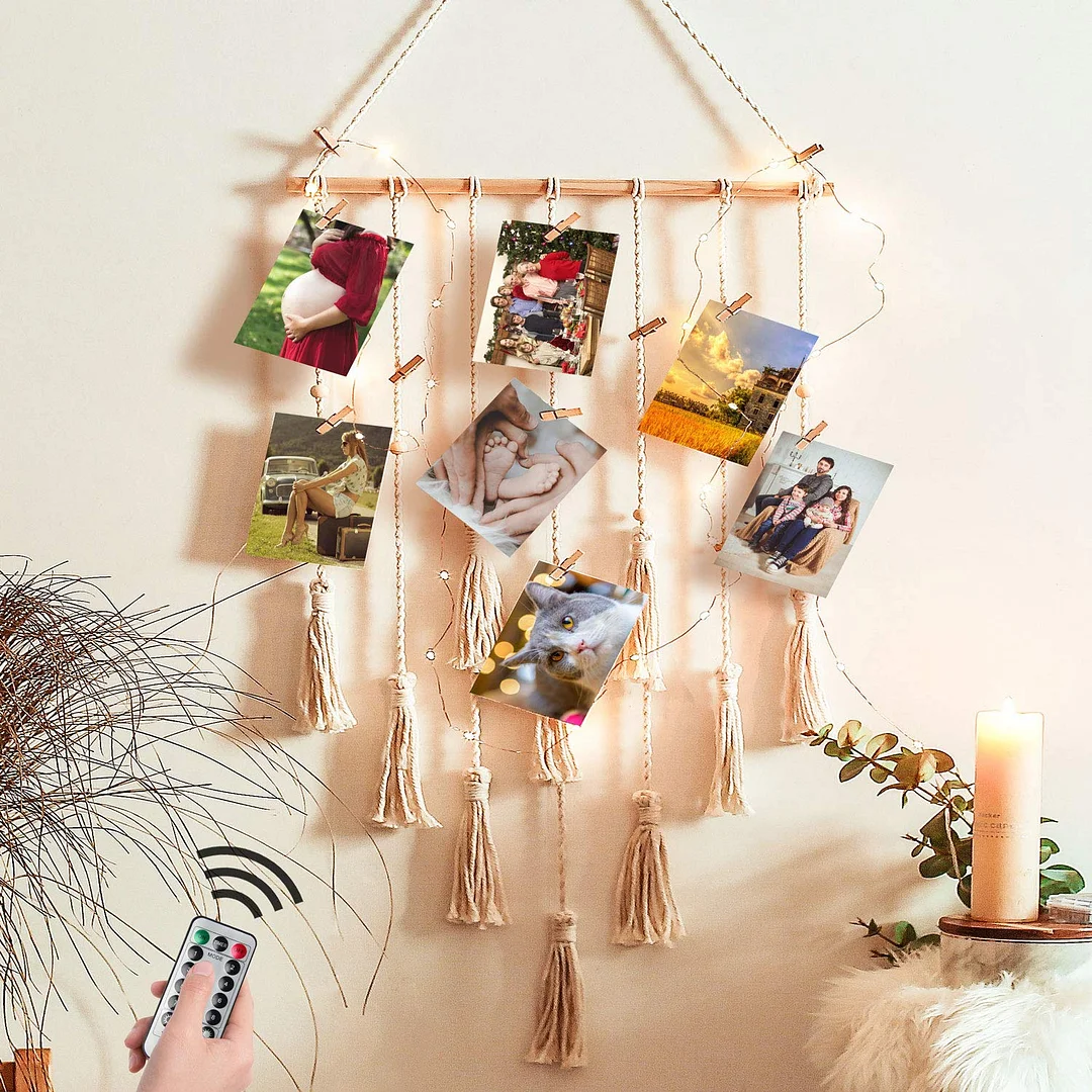 Photo Display Macrame Wall Hanging Hanging Wall Pictures Boho Home Decor Kids Baby Room Decoration Gift Friend And Family