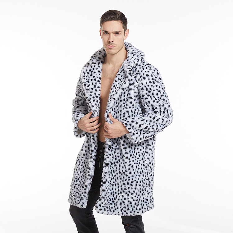 Men's Jacquard Leopard-print Large Long Coat