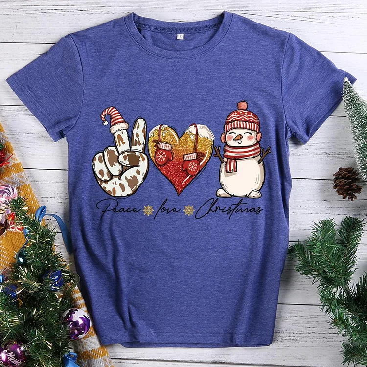 Christmas Love Peace Round Neck T-shirt-0018641