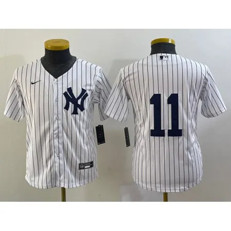 Youth New York Yankees #11 Anthony Volpe White Cool Base Stitched Baseball Jersey JAB0