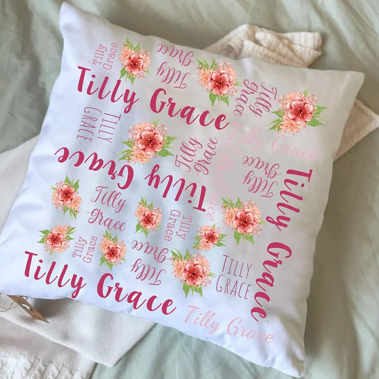 BlanketCute-Personalized Lovely Bedroom Flower Cushion with Your Kid's Name