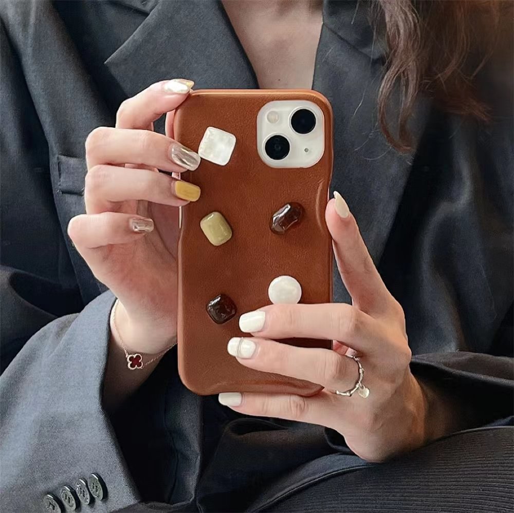 Gem Geometric Leather Phone Case