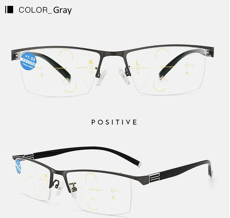 Reading Glasses Men Progressive Vision Adjustment Bifocal Reading Glasses Converted Light Multifocal Glasses for Men