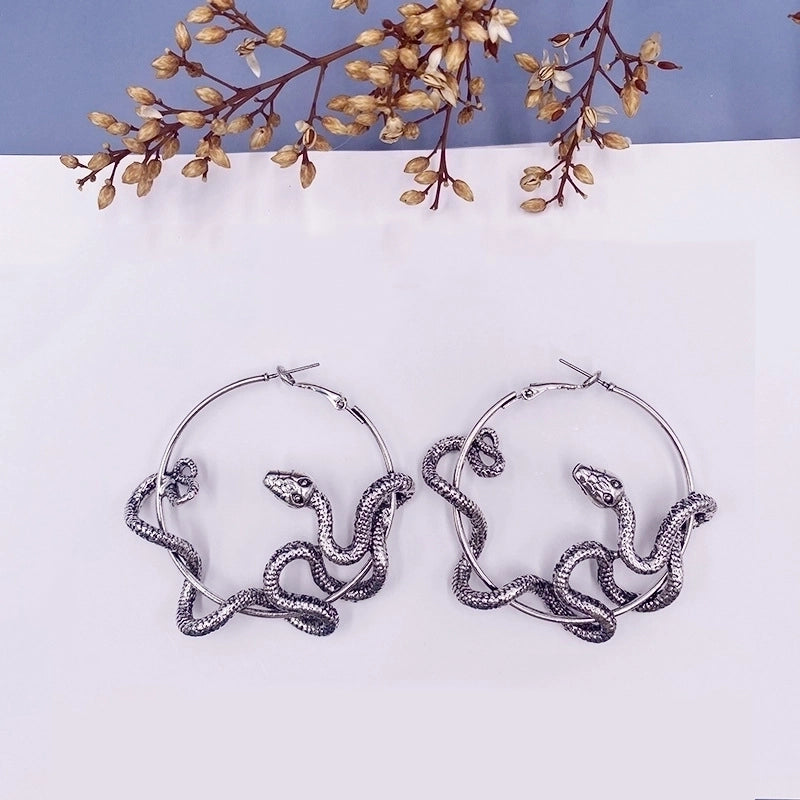 1 Pair Gothic Retro Snake Plating Alloy Gold Plated Silver Plated Hoop Earrings