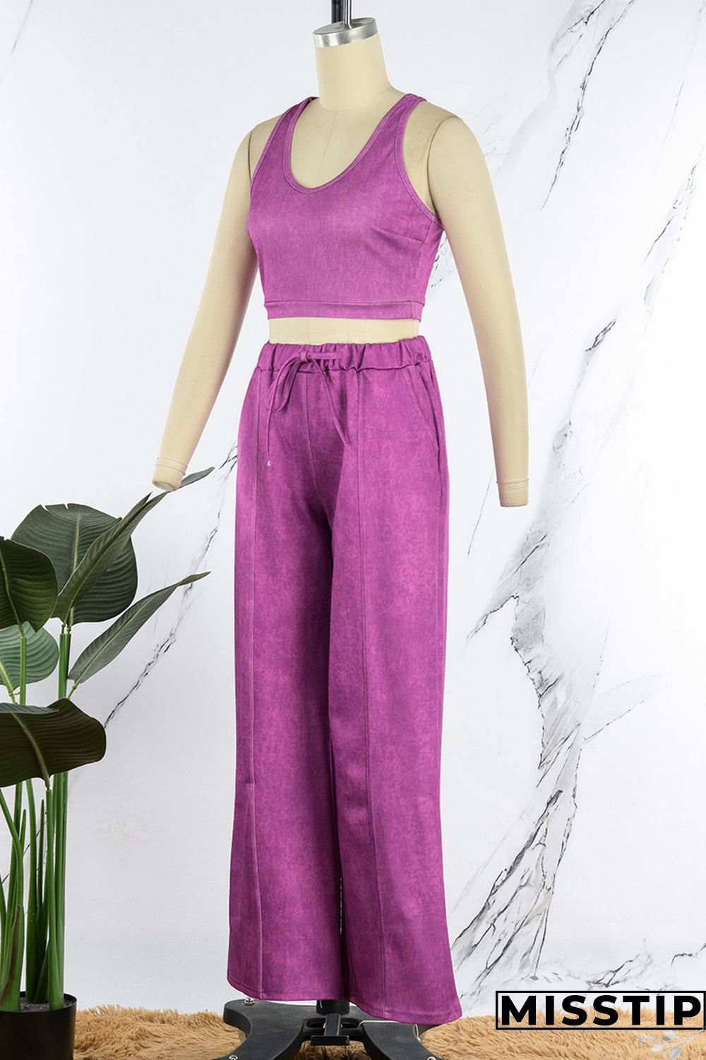 Blue Casual Solid Patchwork O Neck Sleeveless Two Pieces