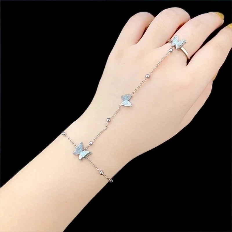 Fashion Devil’s Eye Heart Shape Butterfly Titanium Steel Plating Bracelets