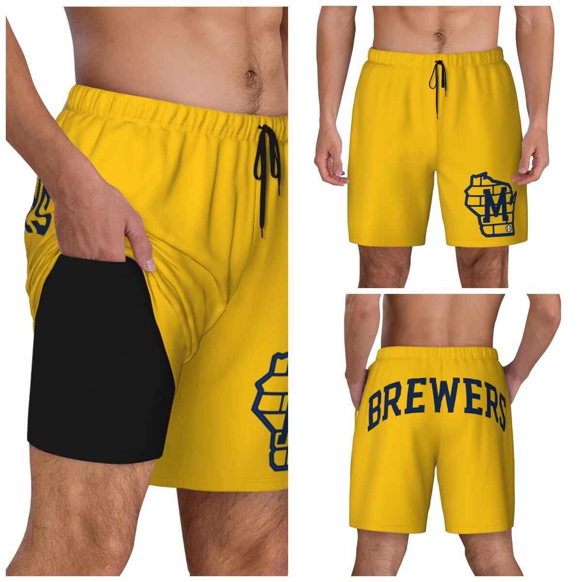 Milwaukee Brewers Men's Swim Trunks with Compression Liner