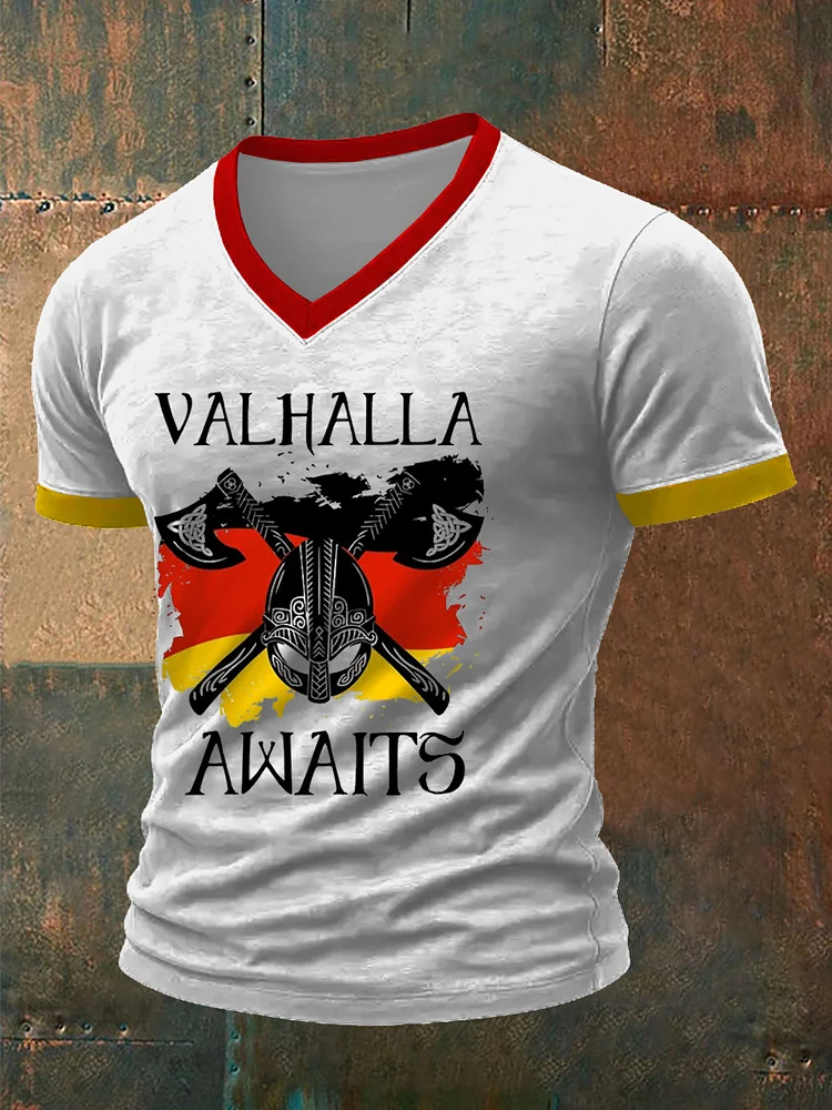 Deutsches Wikinger-Bedrucktes Kurzarm-T-Shirt für Männer
