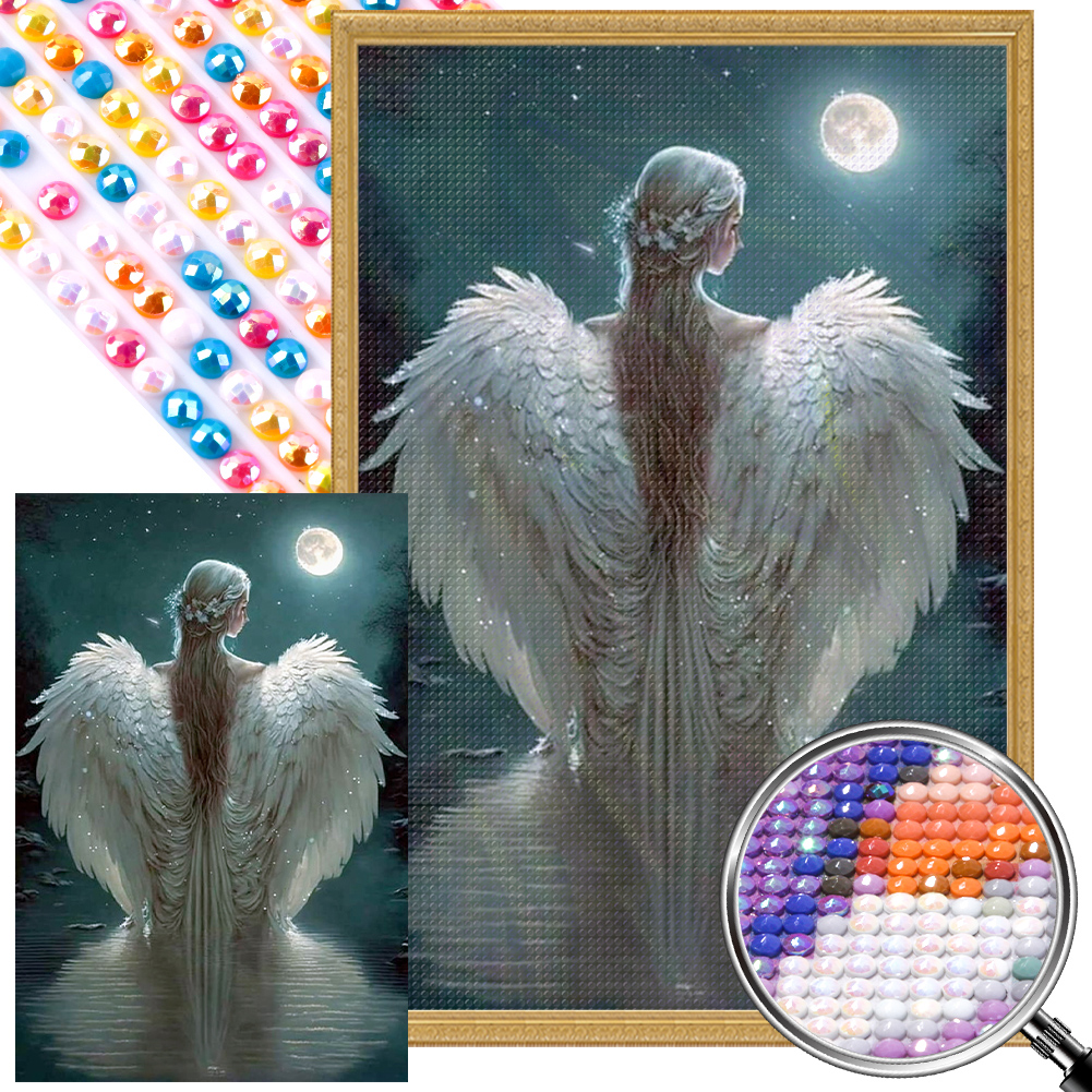 Winged Angel Girl 40*60cm(picture) full round drill diamond painting with 4 to 12 colors of AB drill