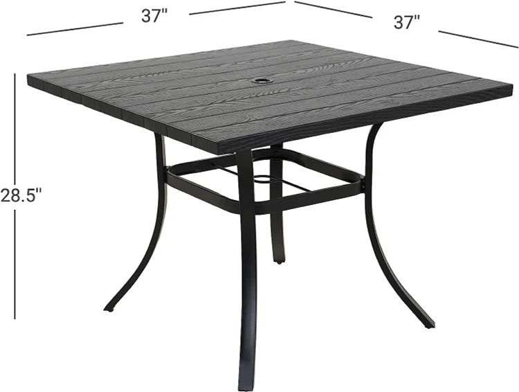 Grand Patio Outdoor 42'' Metal Dining Table Round with 1.5“ Umbrella Hole, Rust-Free Steel Picnic Table