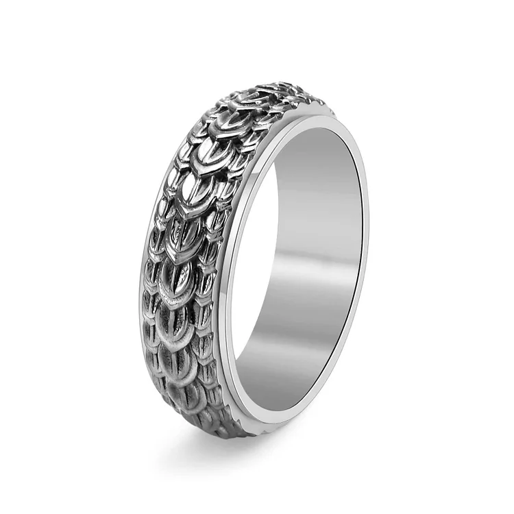 Coutureaura Dragon Scale Spinner Anxiety Titanium Steel Ring