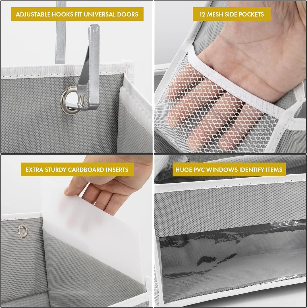 👍The Door Storage Organizer with 5 Pockets 10 Mesh Pockets