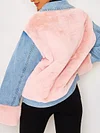 Fashion Contrast Color Buttoned Lambskin Warmth Jacket