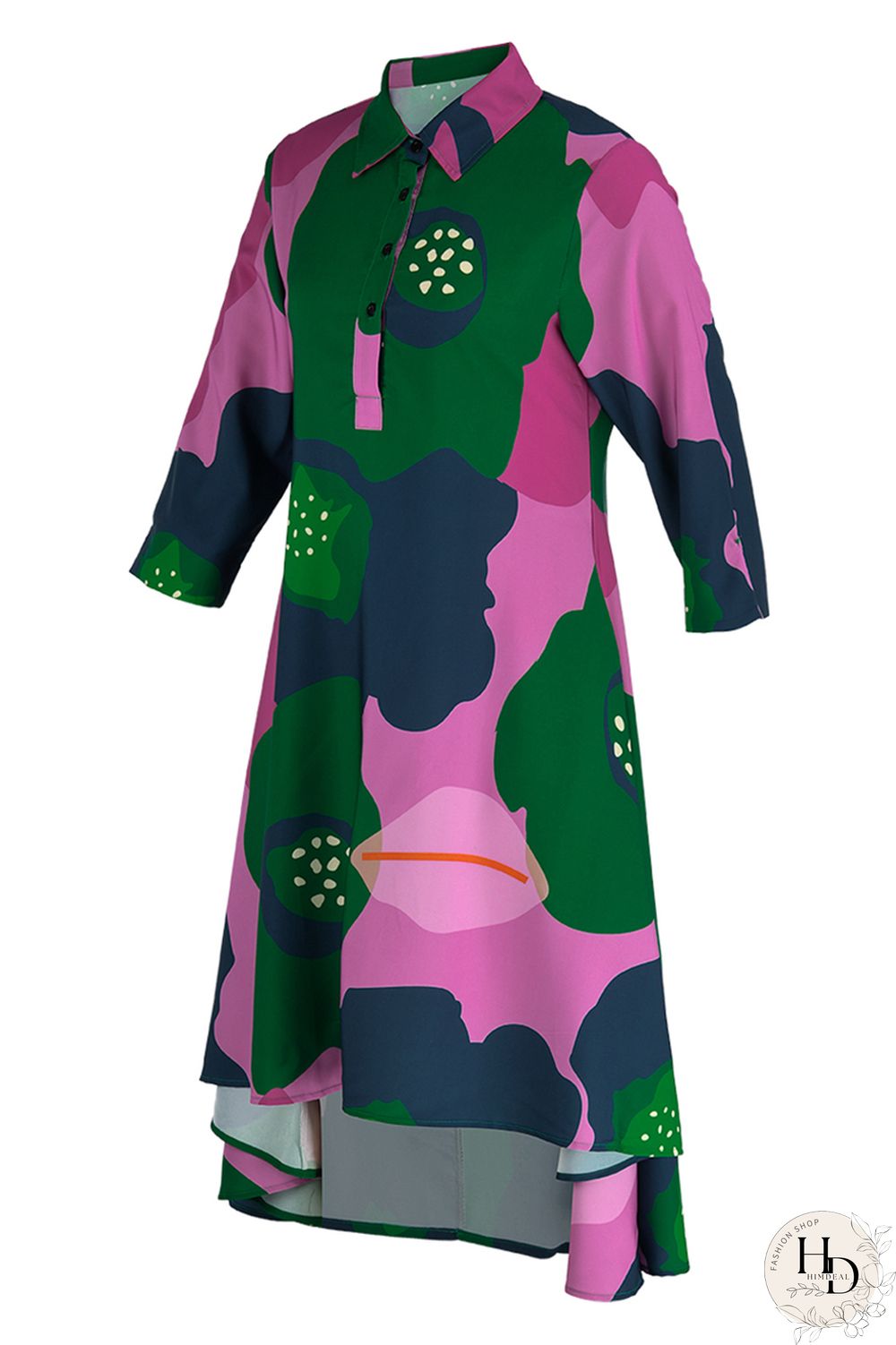 Camouflage Fashion Casual Print Patchwork Turndown Collar Shirt Dress