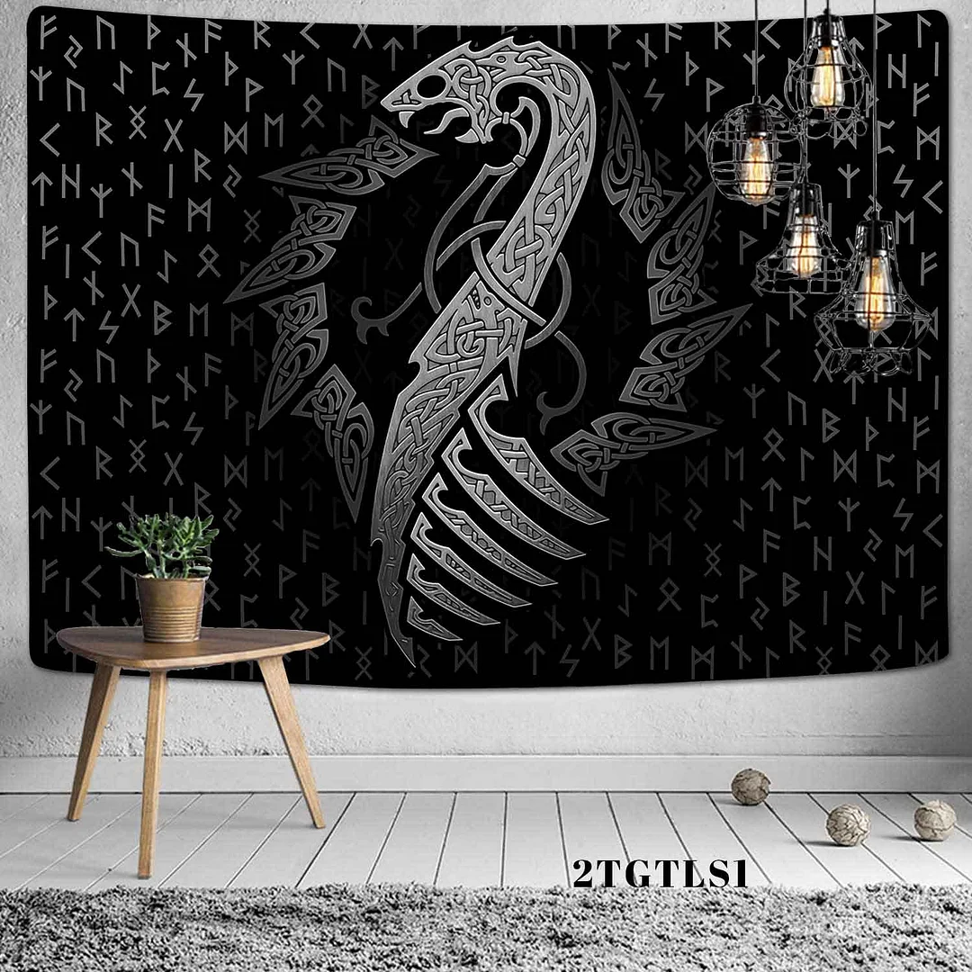 Mysterious Symbol Viking Tapestry Home Decor Bohemian Psychedelic Scene Yoga Mat Hippie Sheet Sofa Blanket Dragon Skull Tapestry