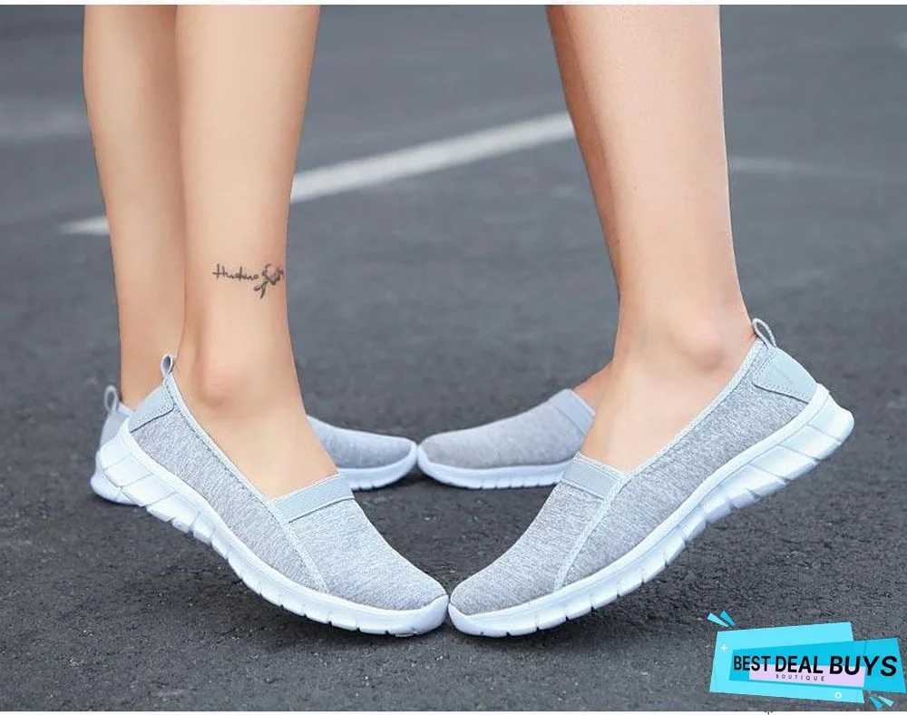 Women Slip On Loafers Plus Size Breathable Mesh Ballet Sneakers Flat Shoes
