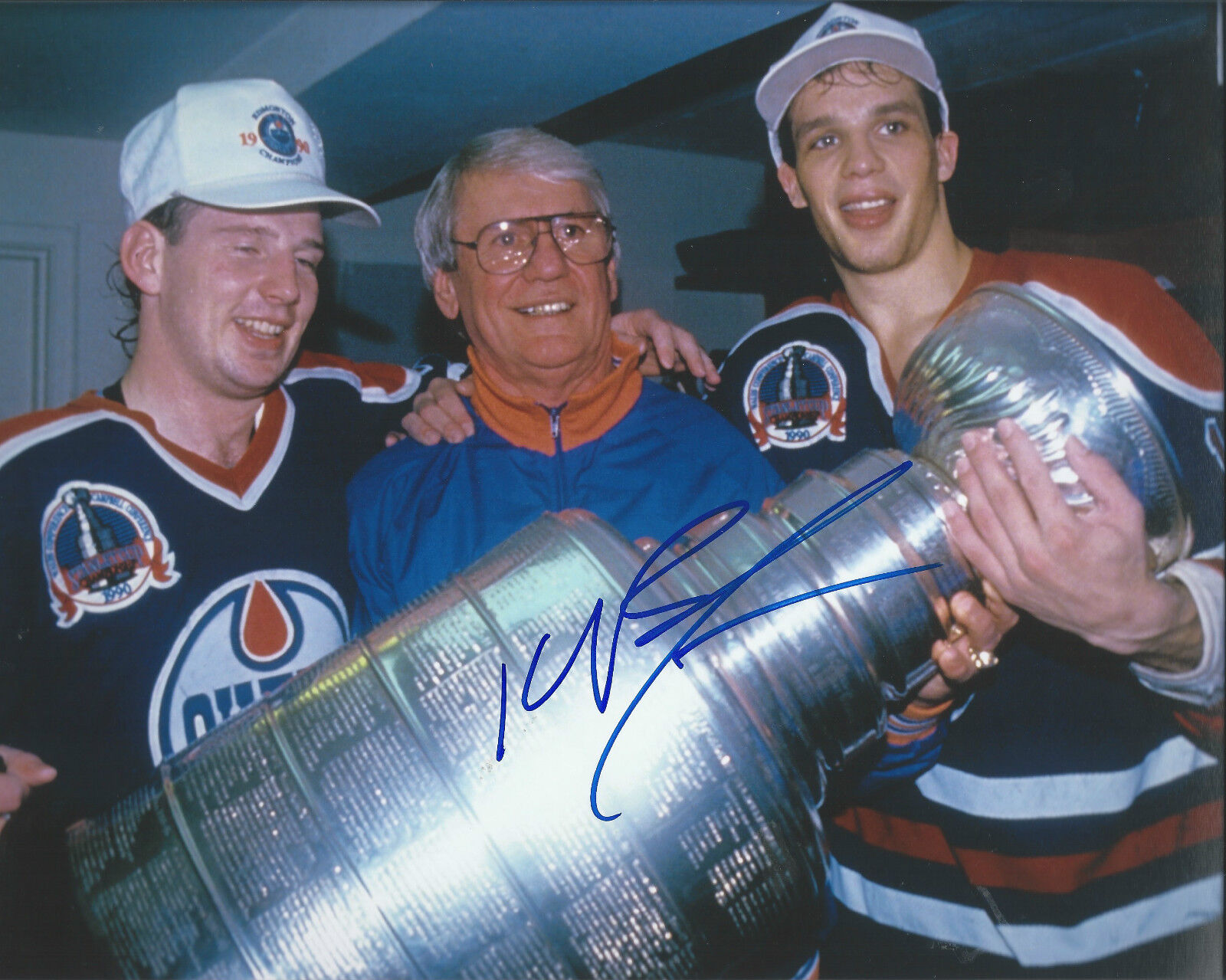 GFA Edmonton Oilers * KELLY BUCHBERGER * Signed 8x10 Photo Poster painting AD2 COA