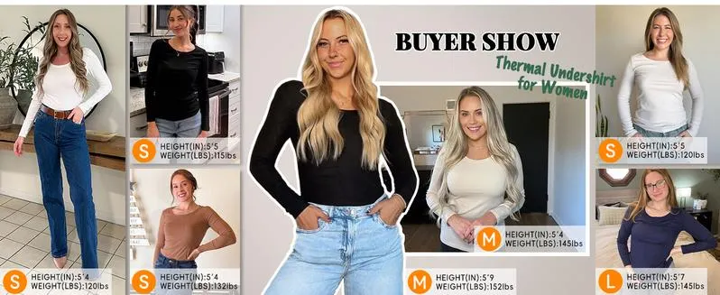 Women Long Sleeve Thermal Shirt Fleece Lined Undershirt Ultra Soft Base Layer Tops for Women Cold Weather