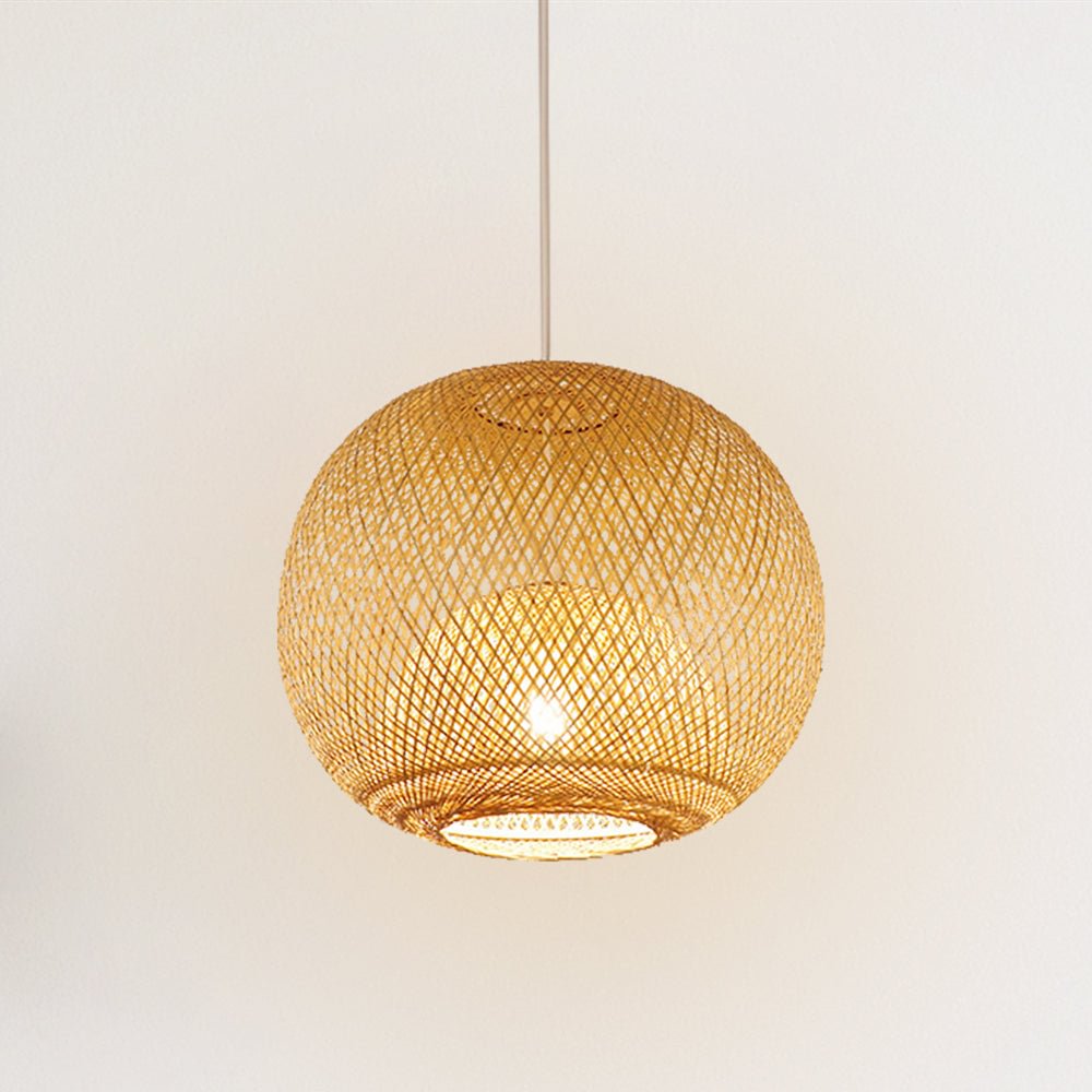 Japanese Bamboo Woven Ball Hanging Pengdant Light