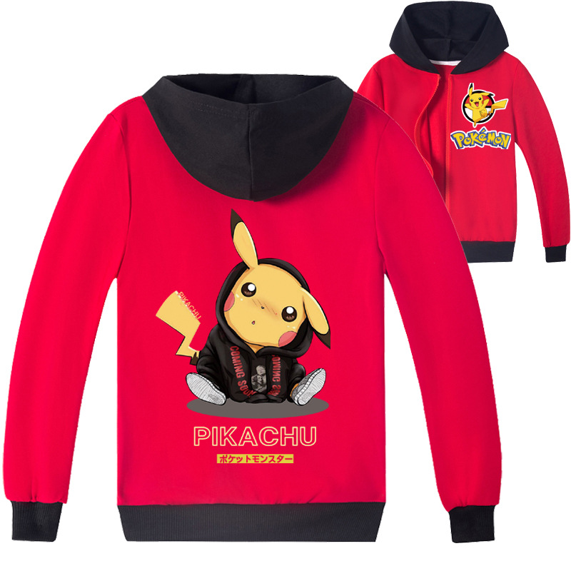 Mayoulove Pikachu Pattern Zipper Jacket | Cute and Comfortable Jacket for Kids | Perfect for Fans of Pikachu | Boys and Girls Aged 3-10 Years Old-Mayoulove