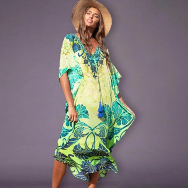 Kaftan Plus Size Tassel Midi Dress