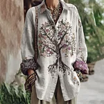 Women's Tribal Tree Of Life Casual Long Sleeve Shirt - Image 3