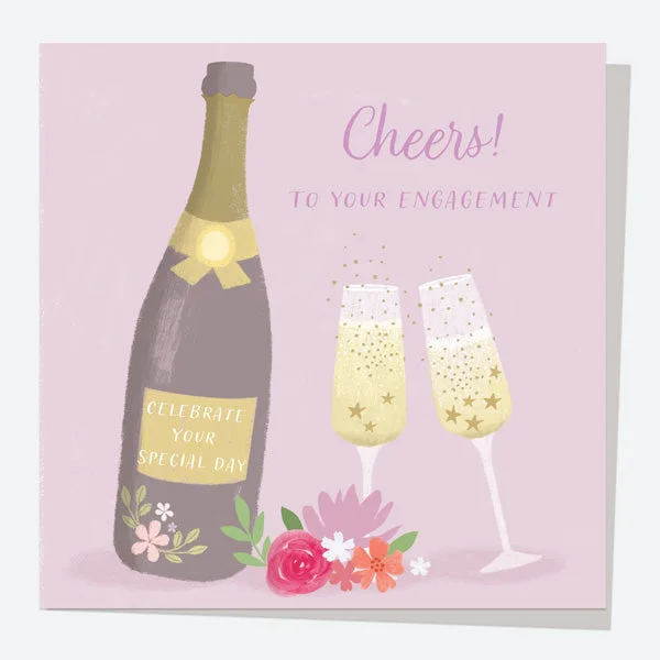 Engagement Card Drinks Champagne Engagement Postcards