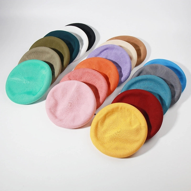 Women's Retro Solid Color Flat Eaves Beret Hat