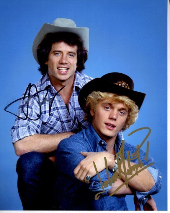 TOM WOPAT & JOHN SCHNEIDER Signed THE DUKES OF HAZZARD BO & LUKE DUKE Photo Poster painting