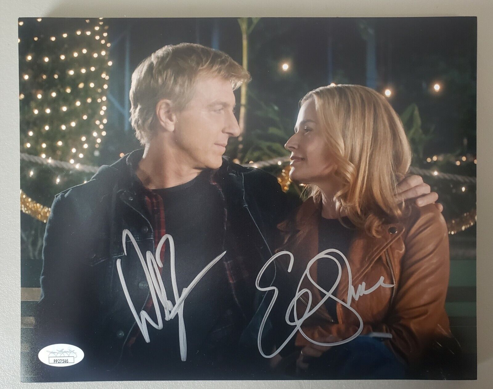 8X10 Autographed by William Zabka and Elizabeth Shue in Cobra Kai Season 3. JSA