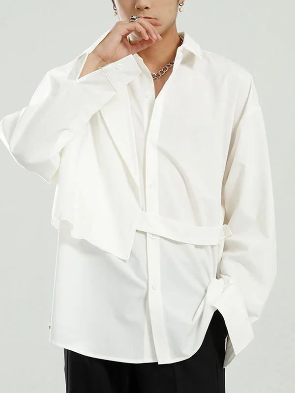Aonga - Men's Irregular Lapel Long Sleeve ShirtsH