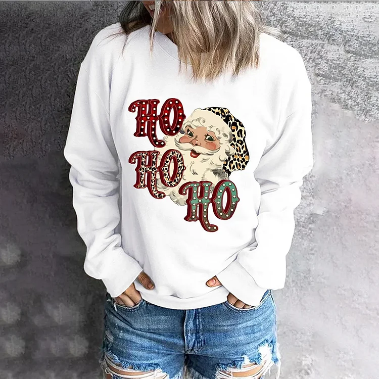 Wearshes Christmas Santa HOHOHO Letters Casual Sweatshirt