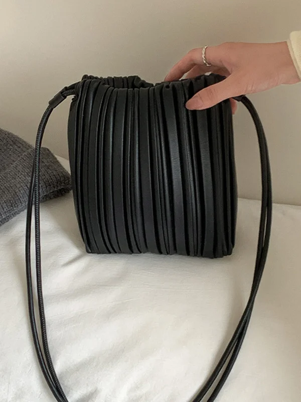 Split-Joint Pleated Drawstring Crossbody Bags