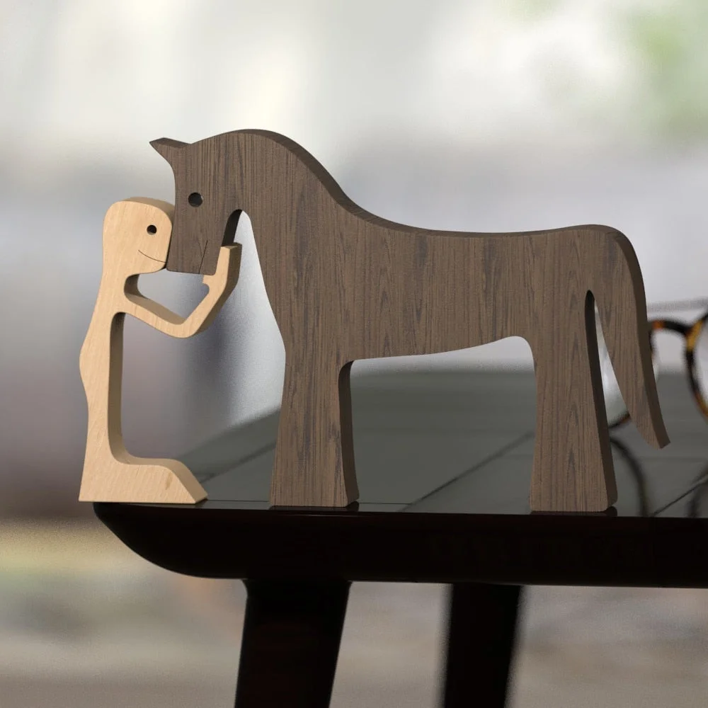 Home Decor Table Ornament Wood Dog Craft Sculpture Handmade Wooden Pets Figurine Crafs Desk Decorations Great Gifts for Friends