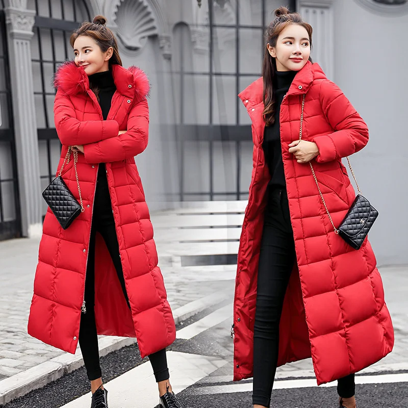 Toloer Cotton-Padded Clothes Female Long Over Knee 2024 New Winter Wear Korean Version Belt Slim Down Cotton-Padded Jacket Cotton-Padded Jacket Female-Outfit Ideas